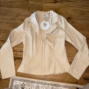 Princess Polly Women's Cream Button up shirt
